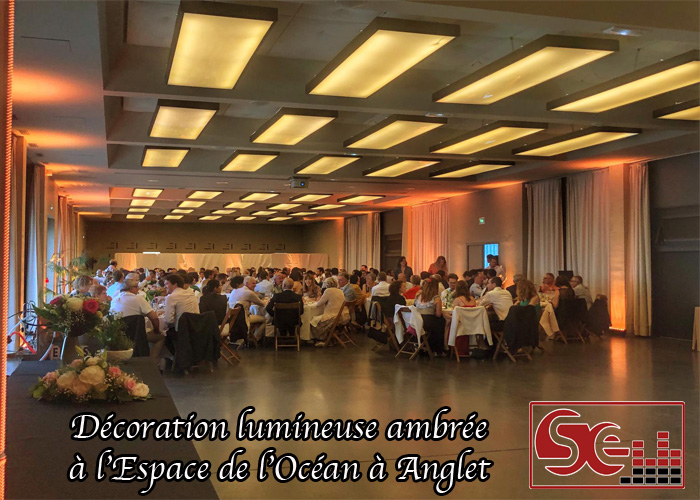 mise en lumiere espace de l ocean anglet pays basque ambre diner decoration lumineuse dj sud evenements sonorisation animateur animation mariage wedding zone de diner repas traiteur prestataire aquitaine bearn landes